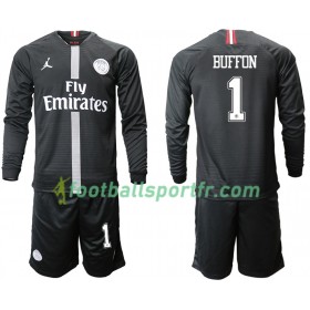 Tenue Paris Saint Germain BUFFON 1 Jordan Noir Enfant Troisieme 2018-2019 Maillot de Foot ML